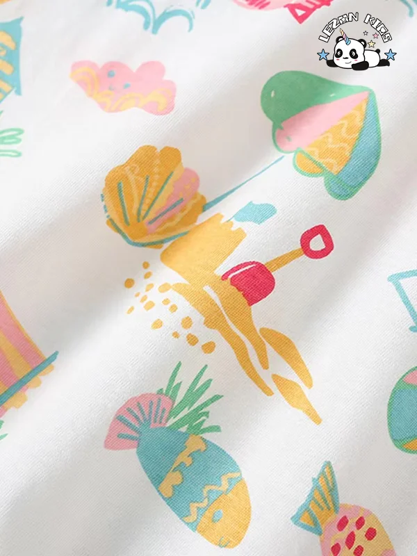 LEZONKIDS - Factory direct price pattern printing short t-shirt and shorts cute little girls clothing sets